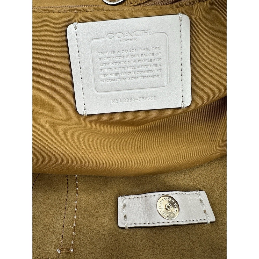 Authentic Coach Derby Chalk Cream Tote Shoulder Soft Pebbled Leather Bag #F58660 - Picture 7 of 11